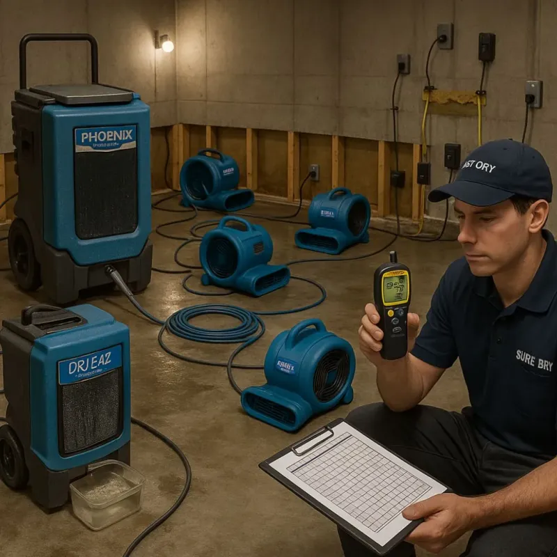 Structural Drying and Dehumidification process in Camden, TN